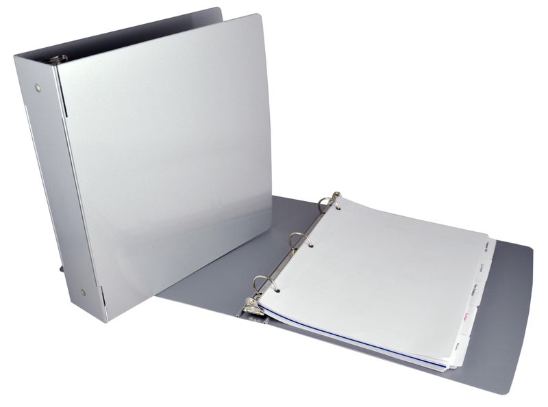 Saunders Recycled Aluminum Ring Binder, 2-Inches Spine, Letter Size, 8.5 x 12-Inches, 1 Binder (00605), Aluminum, Gray, 605 - Image 1